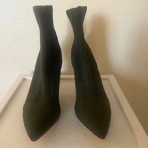 Women's Olive Knit Pointed Toe Ankle Boot- US Women Size 9